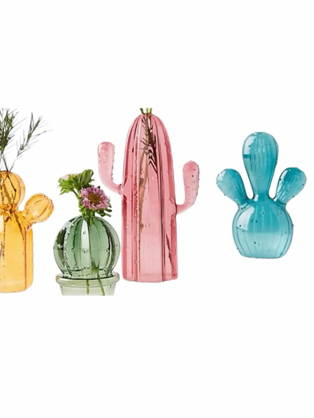 NWOT Anthropologie Pink Hand Blown Glass Cactus Bud Vase